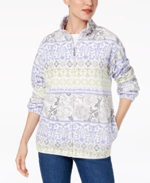 Alfred Dunner Printed Fleece Zip-up Jacket