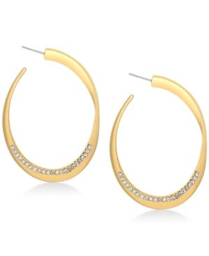 Guess Gold-tone Pave Open Hoop Earrings