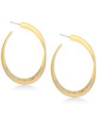 Guess Gold-tone Pave Open Hoop Earrings