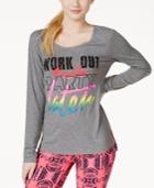 Material Girl Active Juniors' Work Out Cutout Graphic Top, Only At Macy's