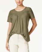 Style & Co. Lace-yoke Grommet-detail Top, Only At Macy's