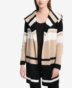 Colorblocked Shawl-collar Sweater