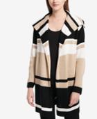 Colorblocked Shawl-collar Sweater
