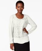 Ny Collection Lace-overlay Blouse