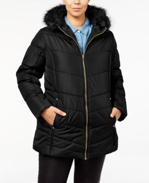 Celebrity Pink Plus Size Faux-fur-trim Puffer Coat