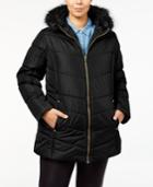Celebrity Pink Plus Size Faux-fur-trim Puffer Coat