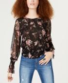 American Rag Juniors' Printed Mesh Smocked-waist Blouse, Created For Macy's