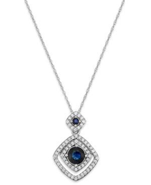 Sapphire (5/8 Ct. T.w.) And Diamond (1/4 Ct. T.w.) Double Pendant Necklace In 14k White Gold