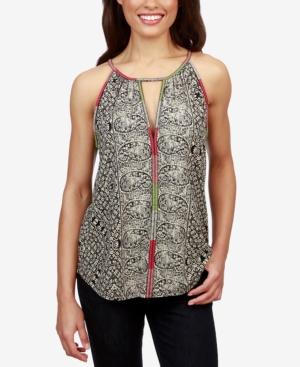 Lucky Brand Paisley-print Keyhole Top