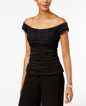 Alex Evenings Crinkled Off-the-shoulder Top