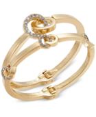 Inc International Concepts Gold-tone 2-pc. Pave Hinged Bangle Bracelet
