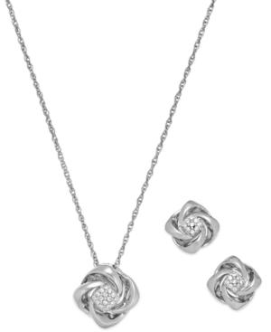 Diamond (1/10 Ct. T.w.) Love Knot Jewelry Set In Sterling Silver