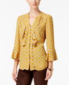 Charter Club Fan-print Ruffled Blouse, Created For Macy's