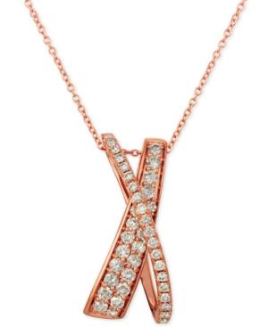 Le Vian Nude Diamonds Crisscross 20 Pendant Necklace (5/8 Ct. T.w.) In 14k Rose Gold