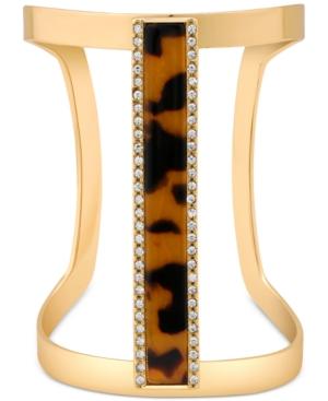 Guess Gold-tone Faux Tortoiseshell Inlay Cuff Bracelet
