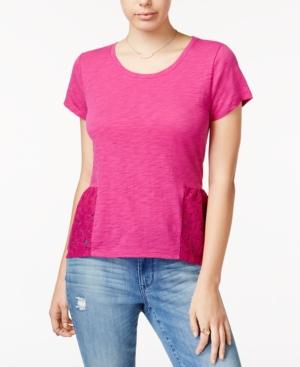 Maison Jules Lace Peplum T-shirt, Only At Macy's