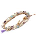 Lonna & Lilly Gold-tone Beaded Purple Tassel Wrap Bracelet