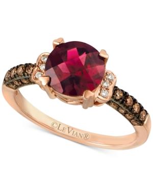 Le Vian Chocolatier Raspberry Rhodolite Garnet (1-3/4 Ct. T.w.) And Diamond (1/4 Ct. T.w.) Ring In 14k Rose Gold
