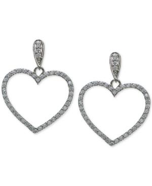 Giani Bernini Cubic Zirconia Pave Open Heart Drop Earrings In Sterling Silver, Created For Macy's