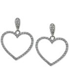 Giani Bernini Cubic Zirconia Pave Open Heart Drop Earrings In Sterling Silver, Created For Macy's