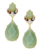 Inc International Concepts Gold-tone Green Stone, Crystal And Imitation Abalone Drop Earrings, Only At Macy's