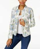 Charter Club Floral-print Denim Jacket, Only At Macy's