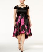 Sl Fashions Plus Size Floral-print Cold-shoulder Dress