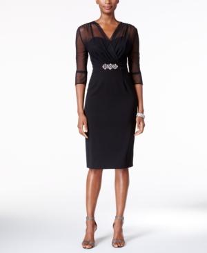 Alex Evenings Illusion Faux-wrap Sheath Dress