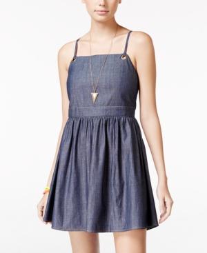 Self Esteem Juniors' Crisscross Denim Fit & Flare Dress