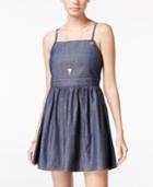 Self Esteem Juniors' Crisscross Denim Fit & Flare Dress