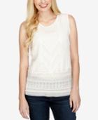 Lucky Brand Embroidered Lace Top