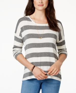 Hippie Rose Juniors' Striped Back-zipper High-low Top