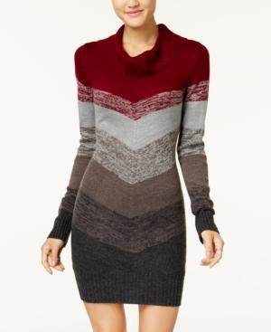 Bcx Juniors' Chevron Colorblocked Cowl-neck Sweater Dress