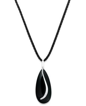 Onyx Swirl Overlay And Silk Cord Necklace In Sterling Silver (32-1/2 Ct. T.w.)