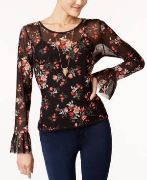 One Hart Juniors' Mesh Bell-sleeve Top