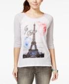 Pretty Rebellious Juniors' Eiffel Tower Graphic Baseball T-shirt