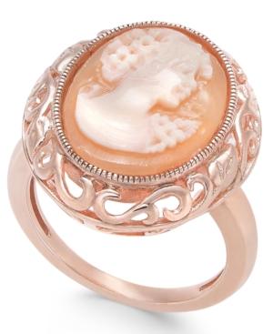 Cornelian Shell And Agate Madonna Cameo Ring In 14k Rose Gold