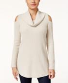 Style & Co. Cowl-neck Cold-shoulder Sweater, Only At Macy's