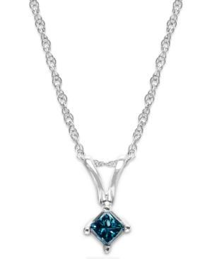 10k White Gold Blue Diamond Pendant Necklace (1/10 Ct. T.w.)