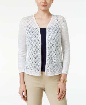 Charter Club Diamond-stitch Open-front Cardigan, Created For Macy's