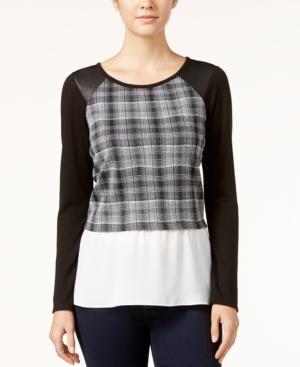 Bcx Juniors' Plaid Layered-look Top
