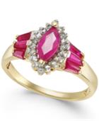 Ruby (1-1/2 Ct. T.w.) & Diamond (1/5 Ct. T.w.) Ring In 14k Gold