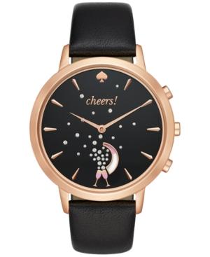 Kate Spade New York Women's Metro Grand Black Leather Strap Hybrid Smart Watch 39mm Kst23100