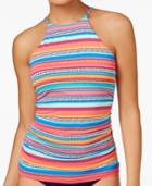 Anne Cole Triangle Striped High-neck Tankini Top Women's Swimsuit