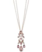Givenchy Gold-tone Clear & Pink Crystal Double-row Pendant Necklace