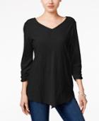 Style & Co V-neck Handkerchief-hem Top, Only At Macy's