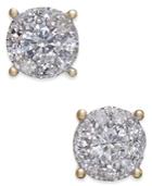 Diamond Halo Stud Earrings (1/2 Ct. T.w.) In 14k Gold