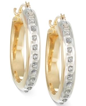 Diamond Accent Chunky Small Hoop Earrings In 14k Gold