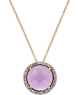 Amethyst (2-3/10 Ct. T.w.) And Diamond (1/8 Ct. T.w.) Pendant Necklace In 14k Gold