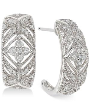 Diamond J-hoop Earrings In Sterling Silver (1/3 Ct. T.w.)